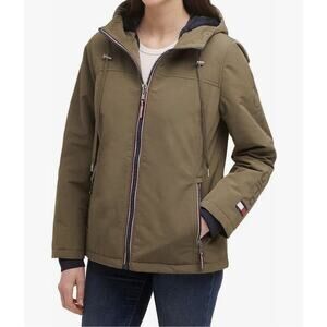 TOMMY HILFIGER Heavyweight Soft Shell Wind Resistant Jacket M Coat Green Women